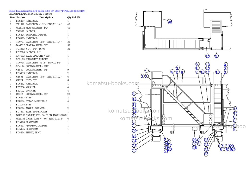 Komatsu afe32-dx 830e s/n 32617 pipeline Parts catalog cover Page 6