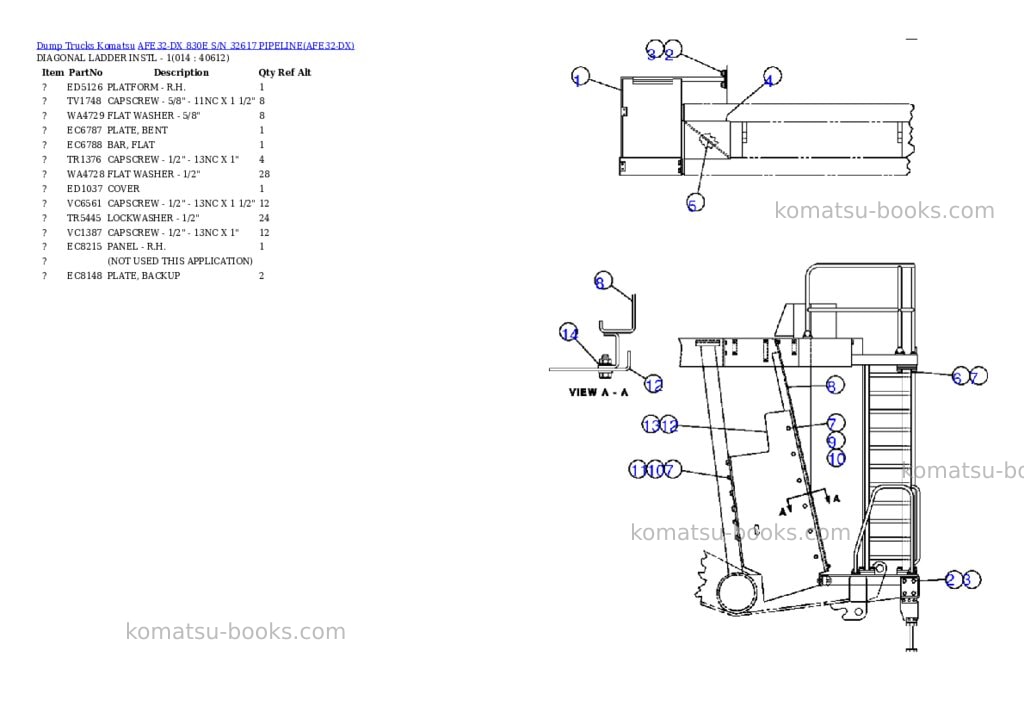 Komatsu afe32-dx 830e s/n 32617 pipeline Parts catalog cover Page 7