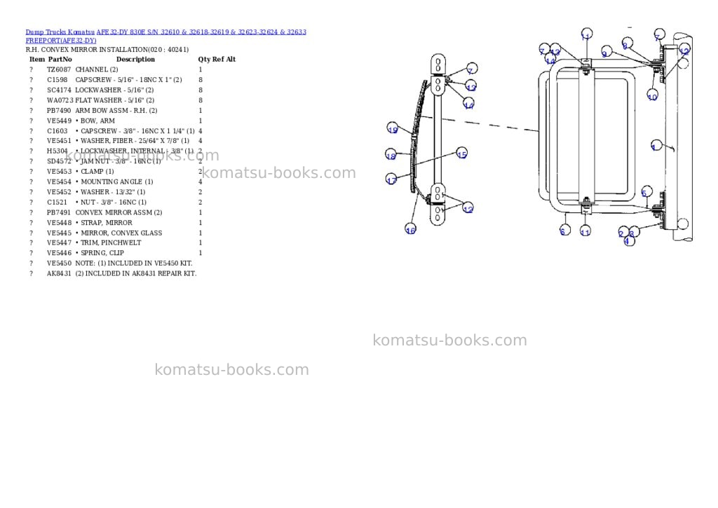 Komatsu afe32-dy 830e s/n 32610 & 32618-32619 & 32623-32624 & 32633 freeport Parts catalog cover Page 10