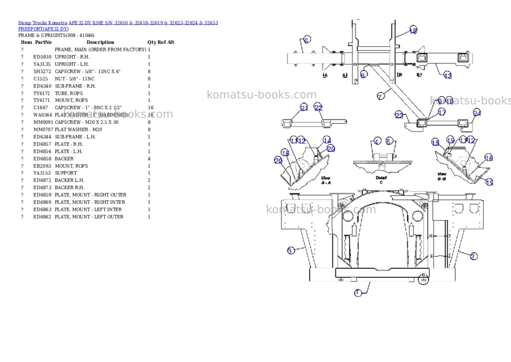 Komatsu afe32-dy 830e s/n 32610 & 32618-32619 & 32623-32624 & 32633 freeport Parts catalog cover Page 4