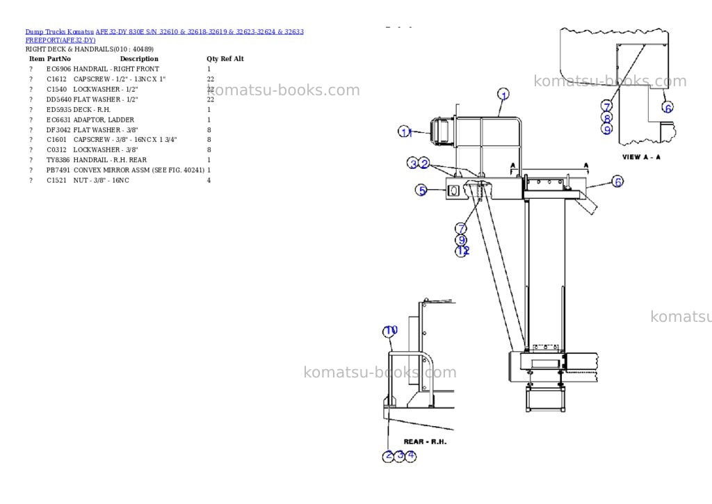 Komatsu afe32-dy 830e s/n 32610 & 32618-32619 & 32623-32624 & 32633 freeport Parts catalog cover Page 5