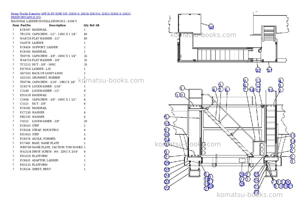 Komatsu afe32-dy 830e s/n 32610 & 32618-32619 & 32623-32624 & 32633 freeport Parts catalog cover Page 6