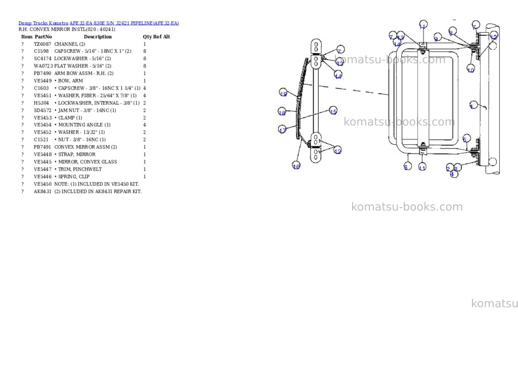 Komatsu afe32-ea 830e s/n 32621 pipeline Parts catalog cover Page 10 Komatsu afe32-ea 830e s/n 32621 pipeline Parts catalog cover Page 10