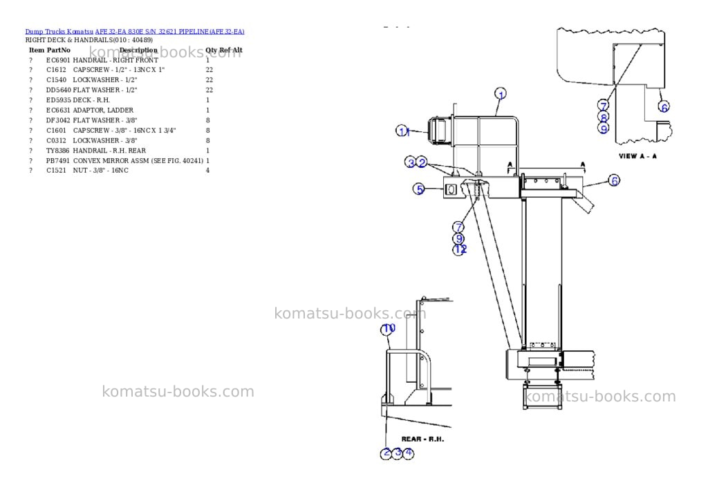 Komatsu afe32-ea 830e s/n 32621 pipeline Parts catalog cover Page 5 Komatsu afe32-ea 830e s/n 32621 pipeline Parts catalog cover Page 5