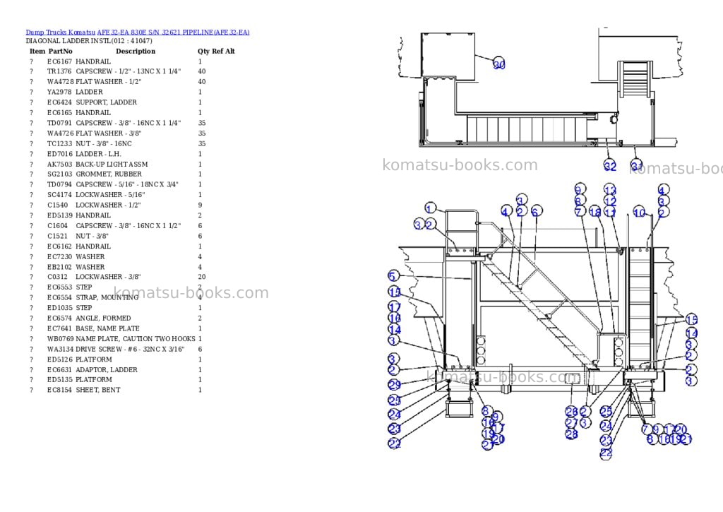 Komatsu afe32-ea 830e s/n 32621 pipeline Parts catalog cover Page 6 Komatsu afe32-ea 830e s/n 32621 pipeline Parts catalog cover Page 6