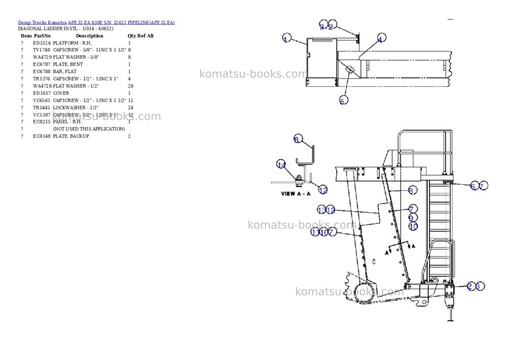 Komatsu afe32-ea 830e s/n 32621 pipeline Parts catalog cover Page 7 Komatsu afe32-ea 830e s/n 32621 pipeline Parts catalog cover Page 7