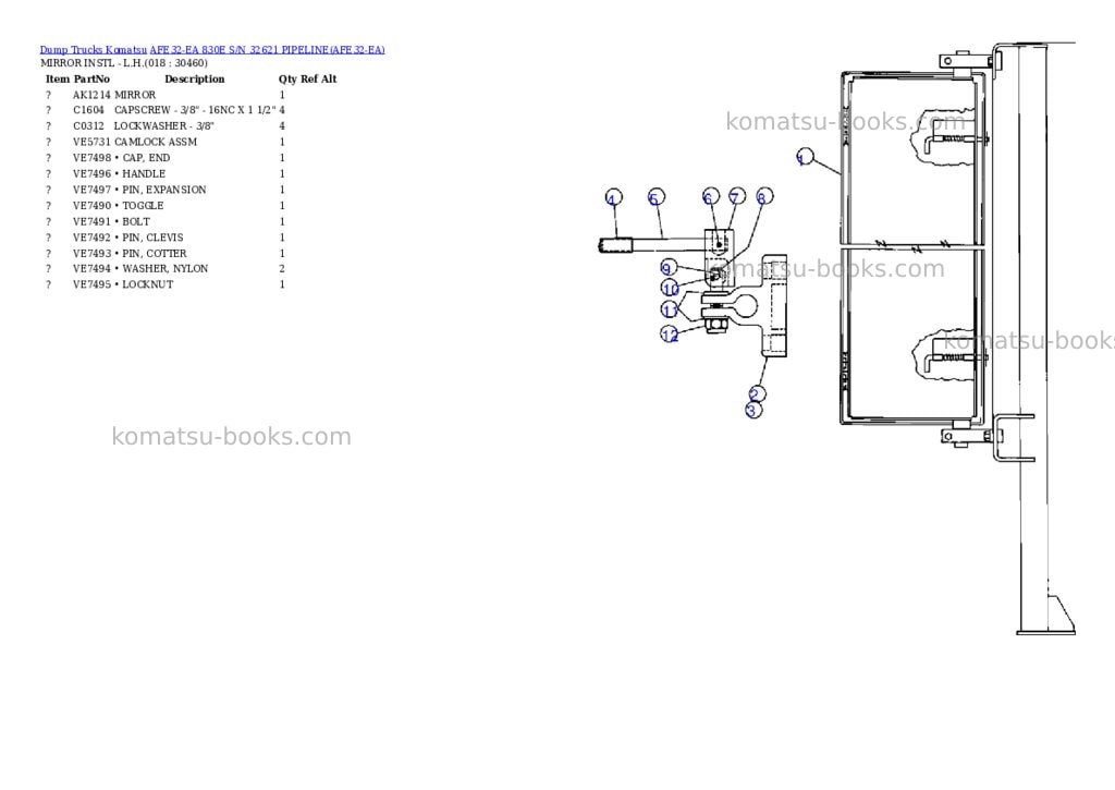 Komatsu afe32-ea 830e s/n 32621 pipeline Parts catalog cover Page 9 Komatsu afe32-ea 830e s/n 32621 pipeline Parts catalog cover Page 9