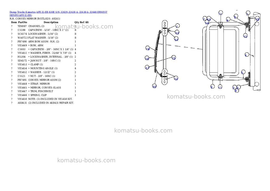 Komatsu afe32-eb 830e s/n 32629-32630 & 32638 & 32648 ernest henry Parts catalog cover Page 10 Komatsu afe32-eb 830e s/n 32629-32630 & 32638 & 32648 ernest henry Parts catalog cover Page 10