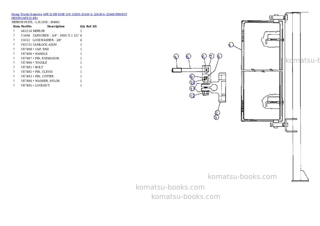 Komatsu afe32-eb 830e s/n 32629-32630 & 32638 & 32648 ernest henry Parts catalog cover Page 9 Komatsu afe32-eb 830e s/n 32629-32630 & 32638 & 32648 ernest henry Parts catalog cover Page 9