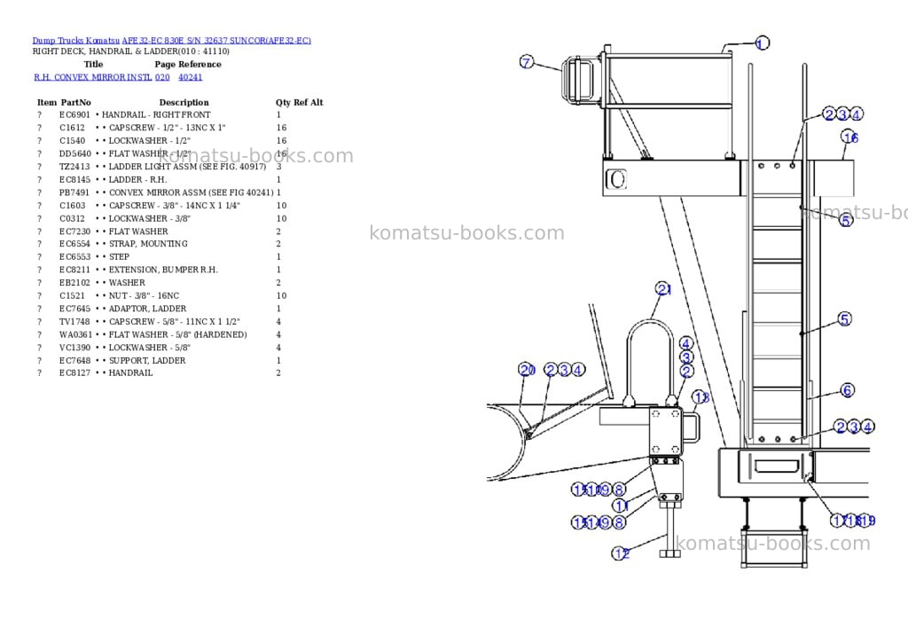 Komatsu afe32-ec 830e s/n 32637 suncor Parts catalog cover Page 5 Komatsu afe32-ec 830e s/n 32637 suncor Parts catalog cover Page 5