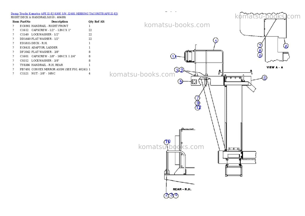 Komatsu afe32-ej 830e s/n 32681 hibbing taconite Parts catalog cover Page 5
