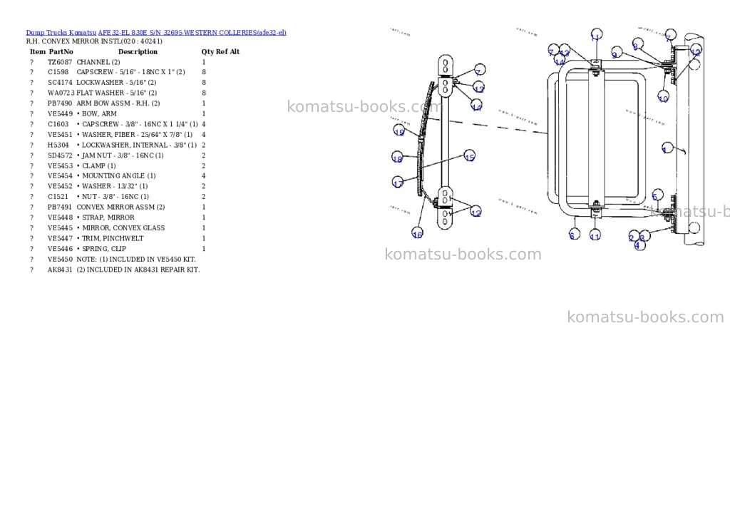 Komatsu afe32-el 830e s/n 32695 western colleries Parts catalog cover Page 10 Komatsu afe32-el 830e s/n 32695 western colleries Parts catalog cover Page 10