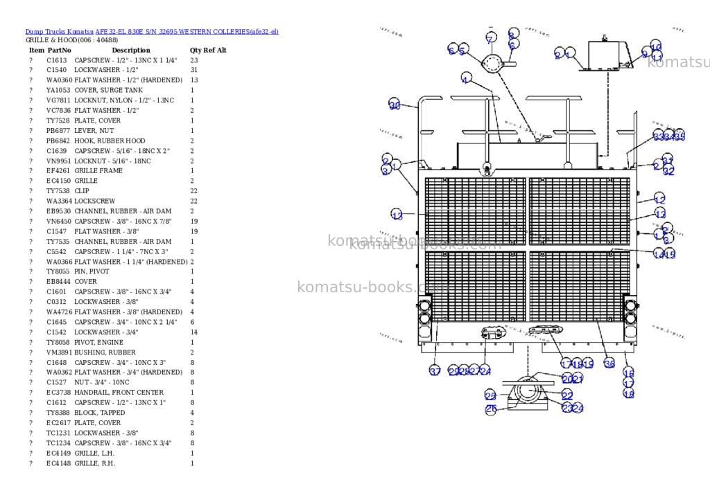 Komatsu afe32-el 830e s/n 32695 western colleries Parts catalog cover Page 3 Komatsu afe32-el 830e s/n 32695 western colleries Parts catalog cover Page 3