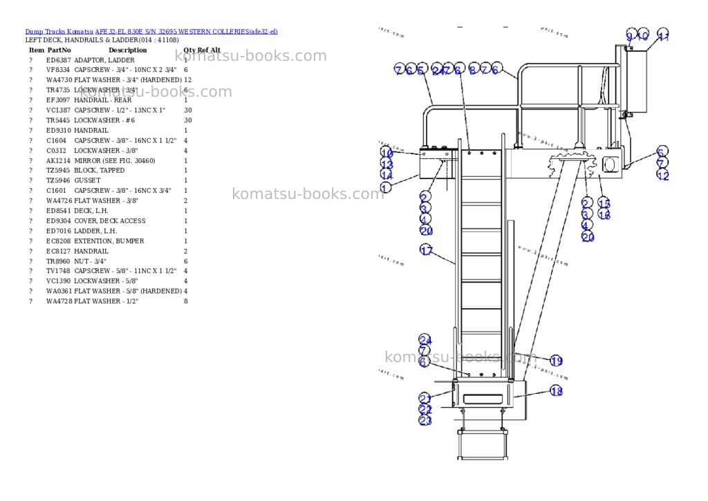 Komatsu afe32-el 830e s/n 32695 western colleries Parts catalog cover Page 7 Komatsu afe32-el 830e s/n 32695 western colleries Parts catalog cover Page 7