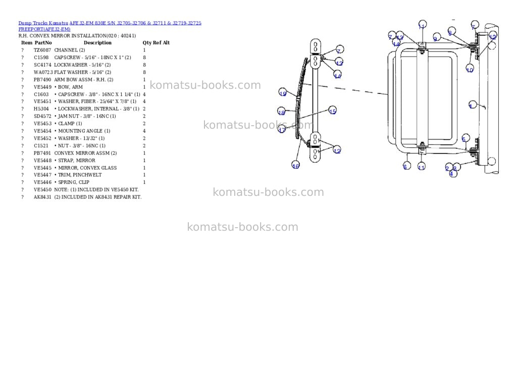 Komatsu afe32-em 830e s/n 32705-32706 & 32711 & 32719-32725 freeport Parts catalog cover Page 10 Komatsu afe32-em 830e s/n 32705-32706 & 32711 & 32719-32725 freeport Parts catalog cover Page 10