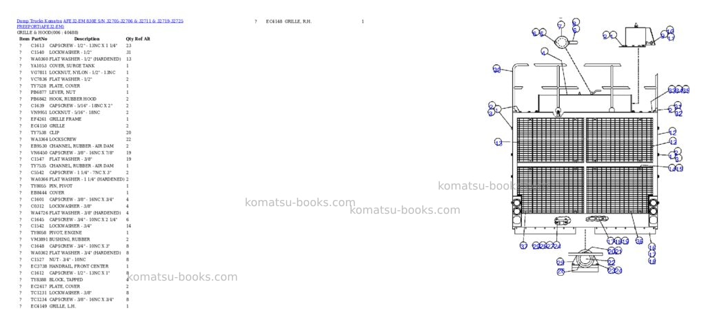 Komatsu afe32-em 830e s/n 32705-32706 & 32711 & 32719-32725 freeport Parts catalog cover Page 3 Komatsu afe32-em 830e s/n 32705-32706 & 32711 & 32719-32725 freeport Parts catalog cover Page 3