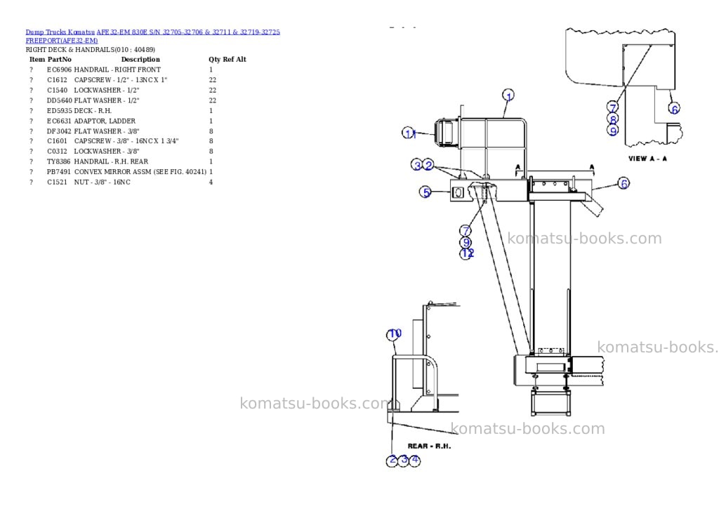 Komatsu afe32-em 830e s/n 32705-32706 & 32711 & 32719-32725 freeport Parts catalog cover Page 5 Komatsu afe32-em 830e s/n 32705-32706 & 32711 & 32719-32725 freeport Parts catalog cover Page 5
