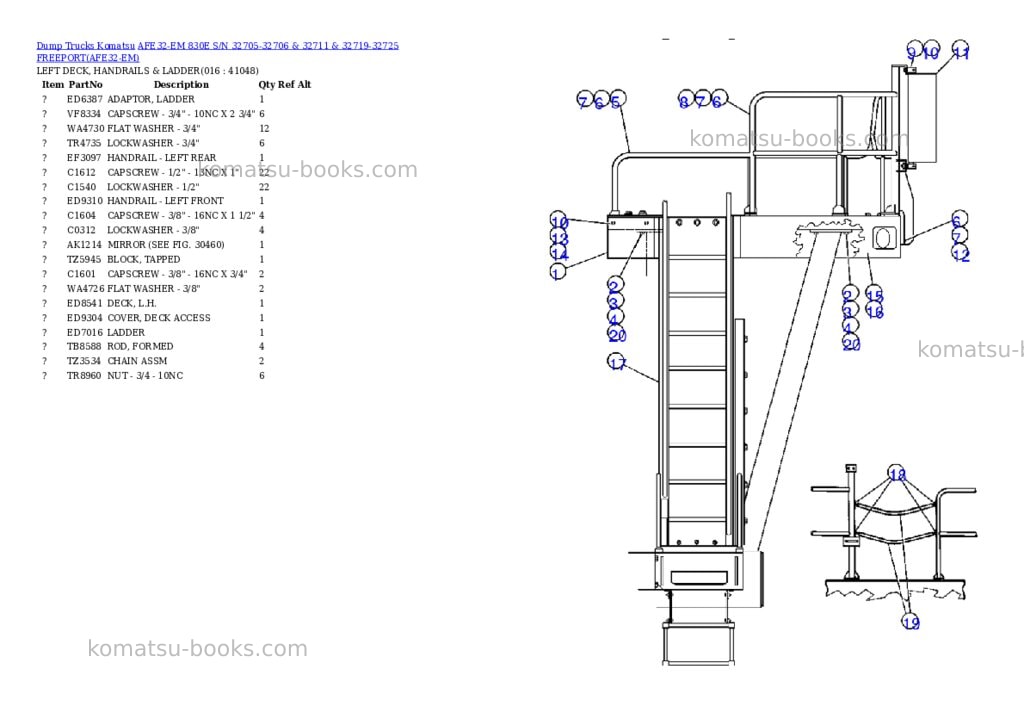 Komatsu afe32-em 830e s/n 32705-32706 & 32711 & 32719-32725 freeport Parts catalog cover Page 8 Komatsu afe32-em 830e s/n 32705-32706 & 32711 & 32719-32725 freeport Parts catalog cover Page 8