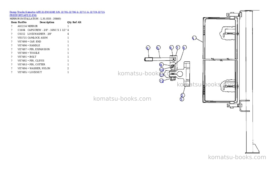 Komatsu afe32-em 830e s/n 32705-32706 & 32711 & 32719-32725 freeport Parts catalog cover Page 9 Komatsu afe32-em 830e s/n 32705-32706 & 32711 & 32719-32725 freeport Parts catalog cover Page 9