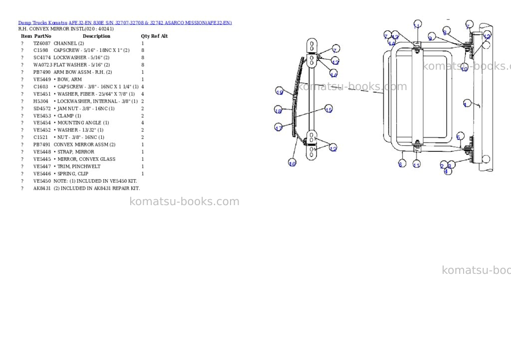 Komatsu afe32-en 830e s/n 32707-32708 & 32742 asarco mission Parts catalog cover Page 10 Komatsu afe32-en 830e s/n 32707-32708 & 32742 asarco mission Parts catalog cover Page 10