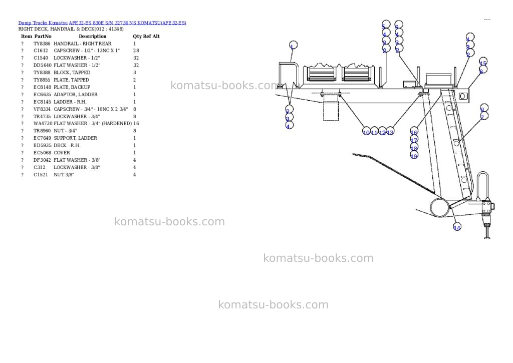 Komatsu afe32-es 830e s/n 32736 ns komatsu Parts catalog cover Page 6 Komatsu afe32-es 830e s/n 32736 ns komatsu Parts catalog cover Page 6
