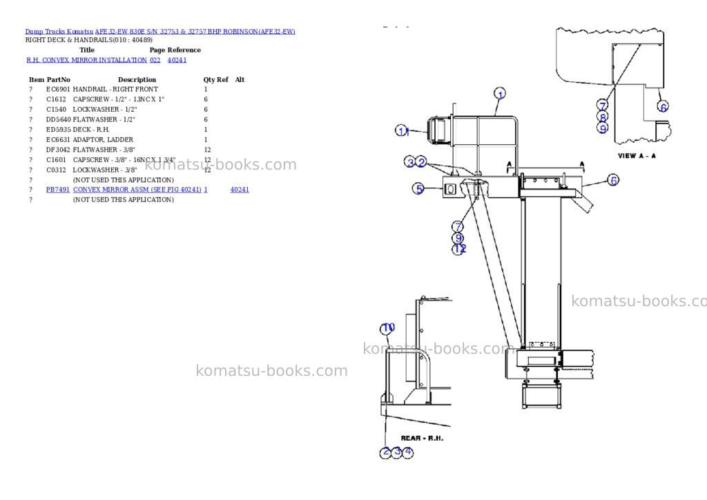 Komatsu afe32-ew 830e s/n 32753 & 32757 bhp robinson Parts catalog cover Page 5