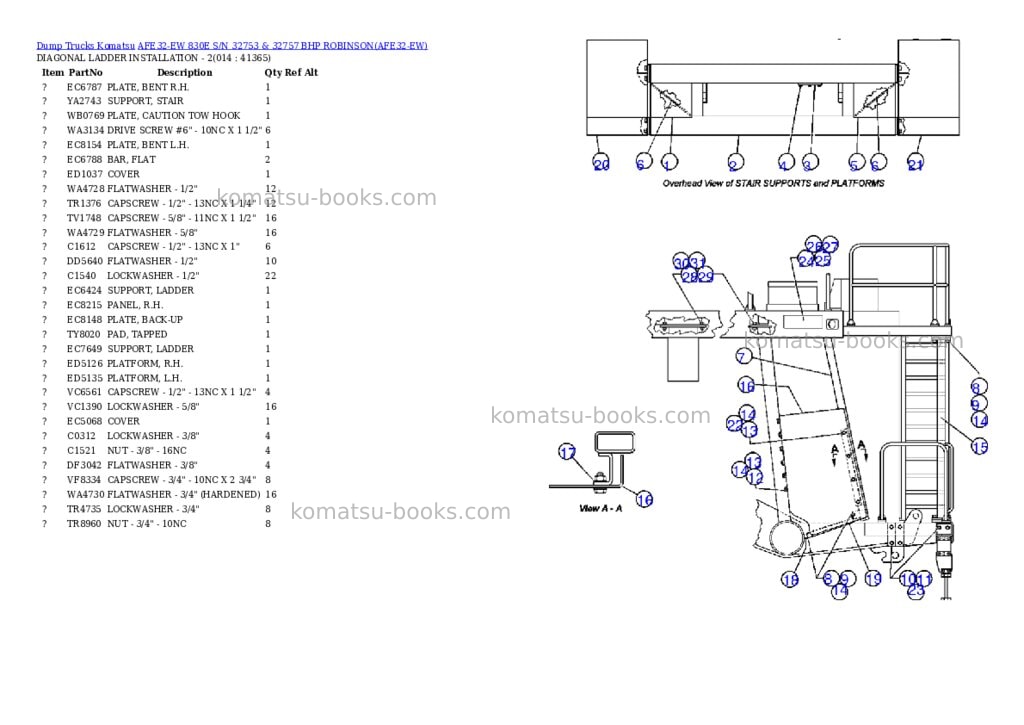 Komatsu afe32-ew 830e s/n 32753 & 32757 bhp robinson Parts catalog cover Page 7