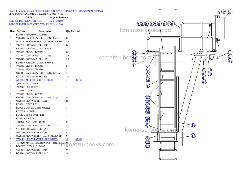 Komatsu afe32-ew 830e s/n 32753 & 32757 bhp robinson Parts catalog cover Page 8