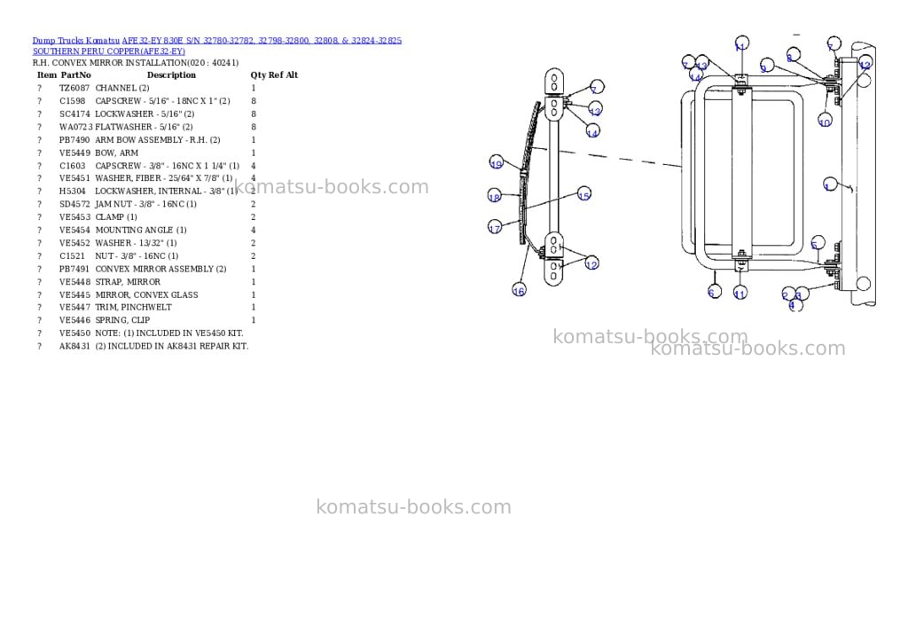 Komatsu afe32-ey 830e s/n 32780-32782, 32798-32800, 32808, & 32824-32825 southern peru copper Parts catalog cover Page 7