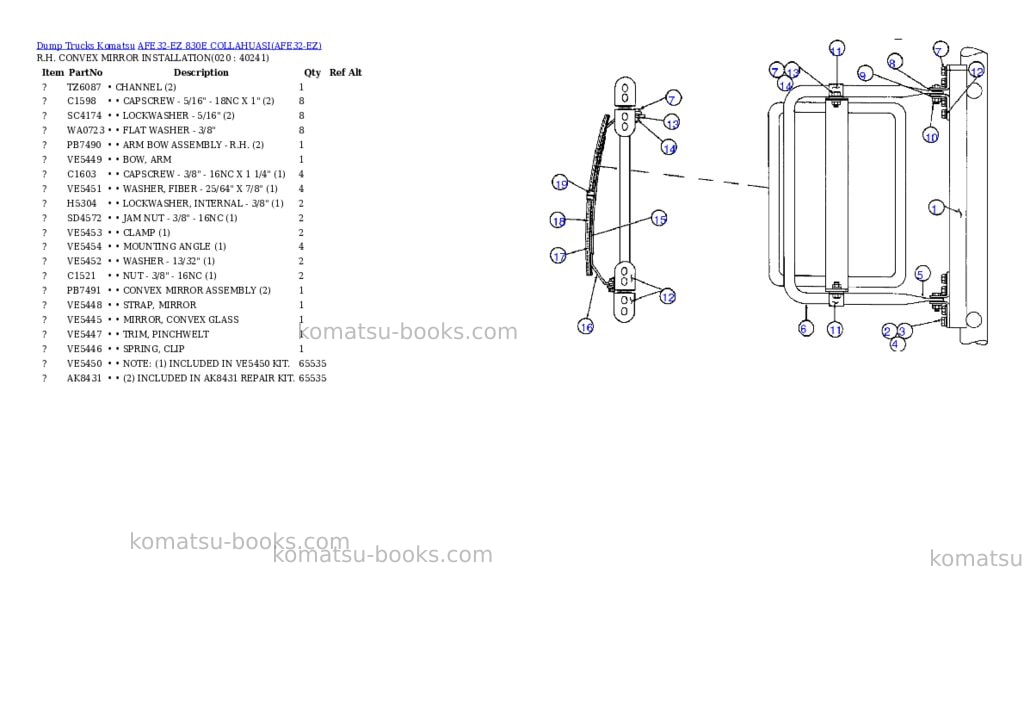 Komatsu afe32-ez 830e collahuasi Parts catalog cover Page 10