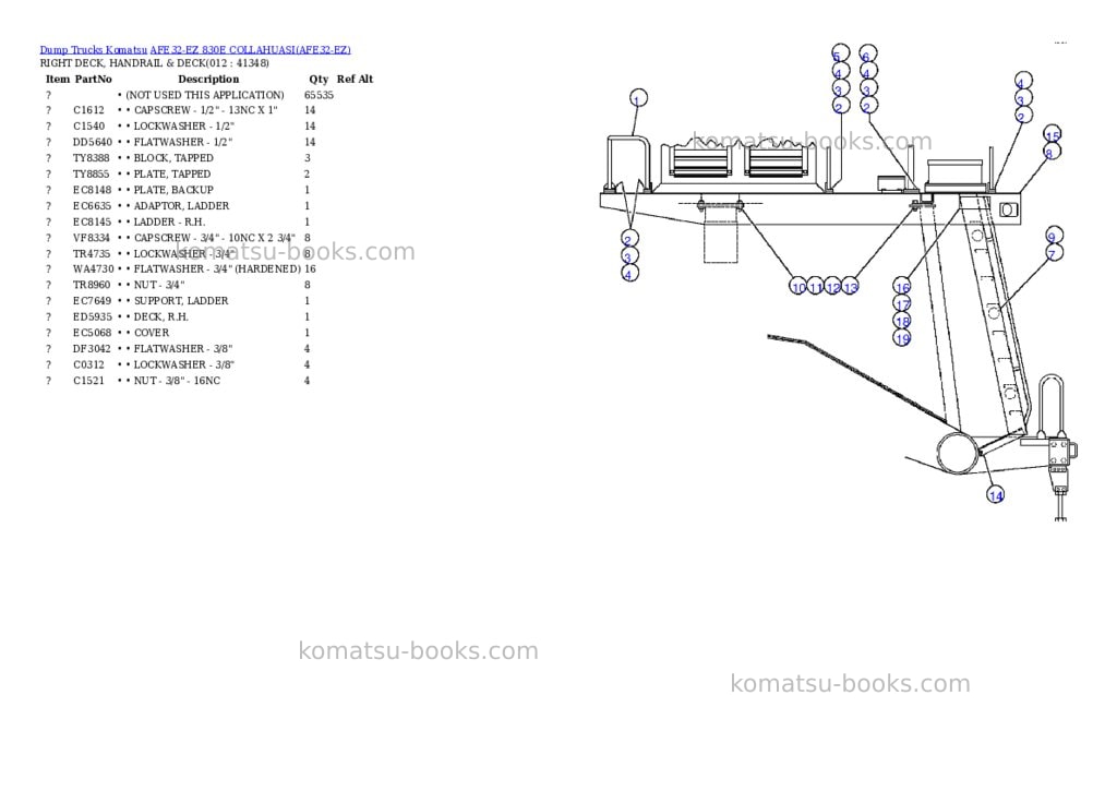 Komatsu afe32-ez 830e collahuasi Parts catalog cover Page 6