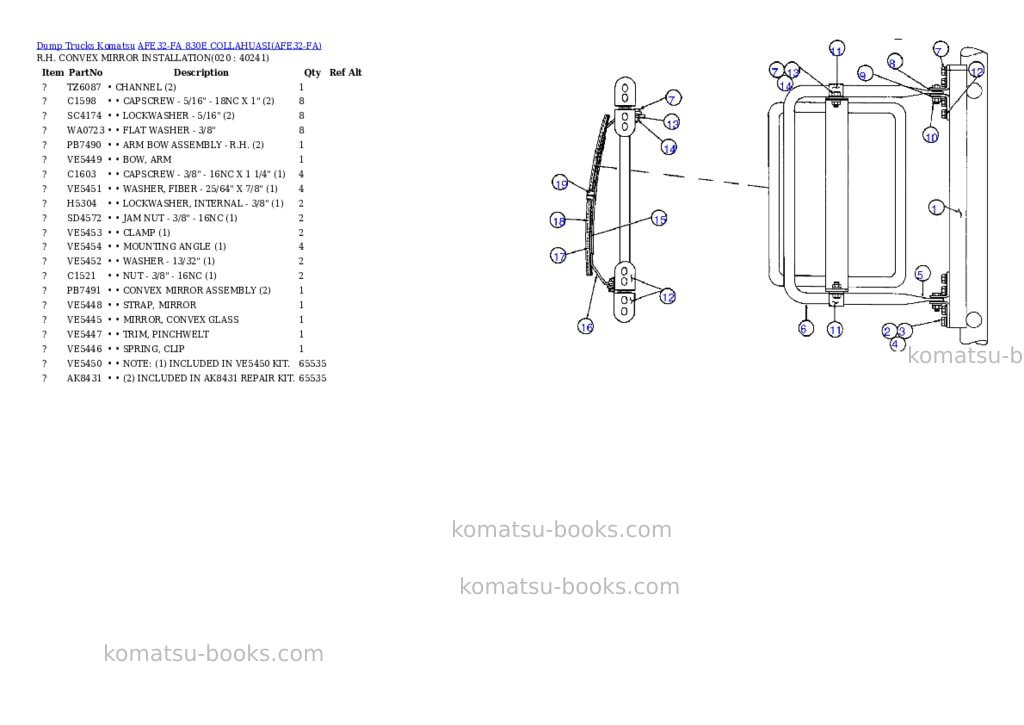 Komatsu afe32-fa 830e collahuasi Parts catalog cover Page 10
