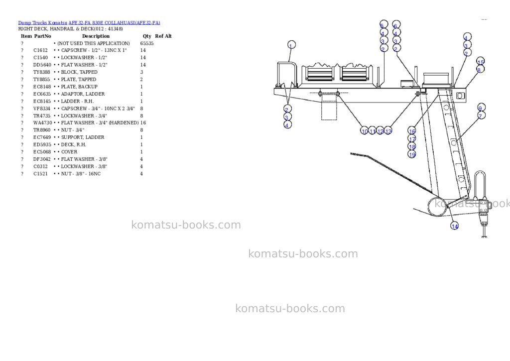 Komatsu afe32-fa 830e collahuasi Parts catalog cover Page 6