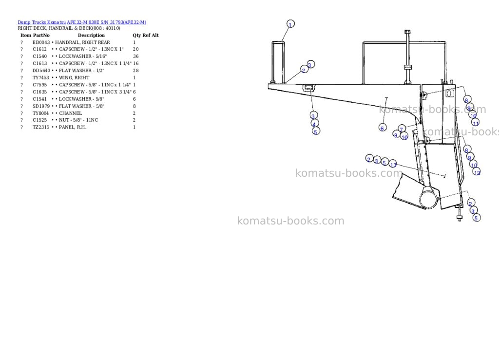 Komatsu afe32-m 830e s/n 31793 Parts catalog cover Page 4