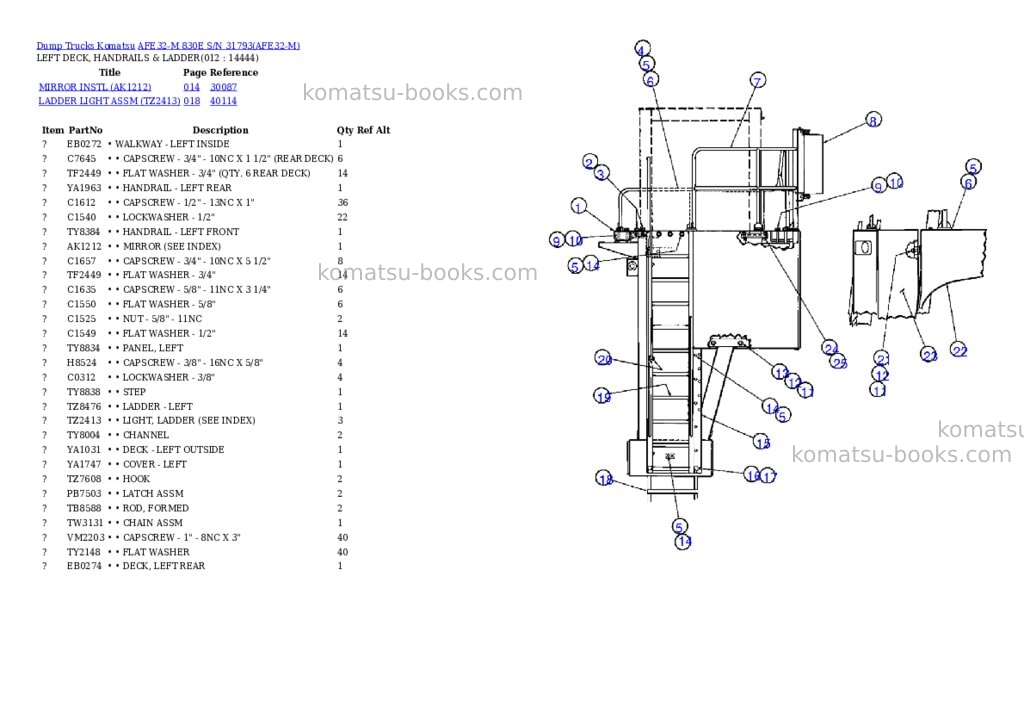 Komatsu afe32-m 830e s/n 31793 Parts catalog cover Page 6