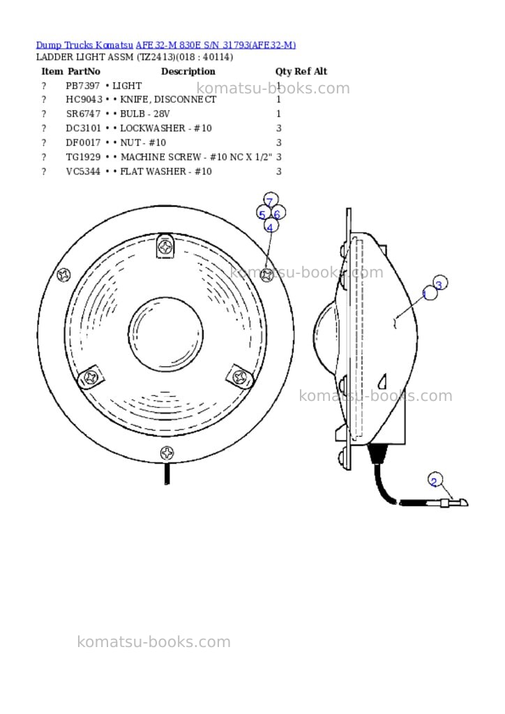 Komatsu afe32-m 830e s/n 31793 Parts catalog cover Page 9