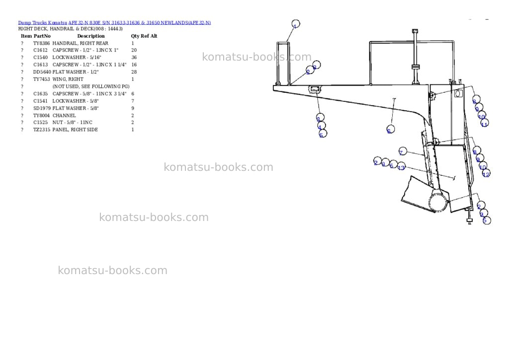 Komatsu afe32-n 830e s/n 31633-31636 & 31650 newlands Parts catalog cover Page 4 Komatsu afe32-n 830e s/n 31633-31636 & 31650 newlands Parts catalog cover Page 4