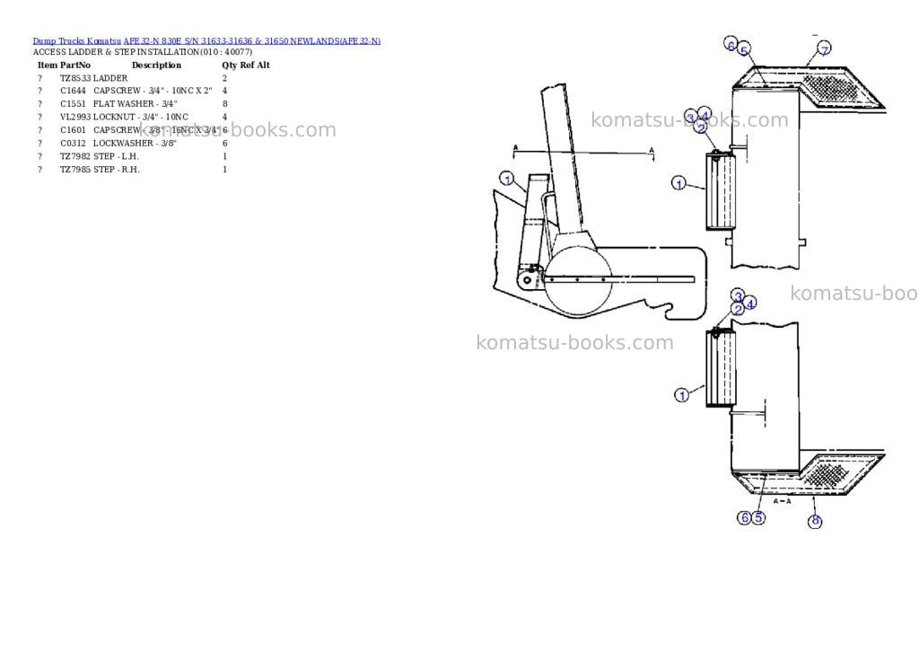 Komatsu afe32-n 830e s/n 31633-31636 & 31650 newlands Parts catalog cover Page 5 Komatsu afe32-n 830e s/n 31633-31636 & 31650 newlands Parts catalog cover Page 5