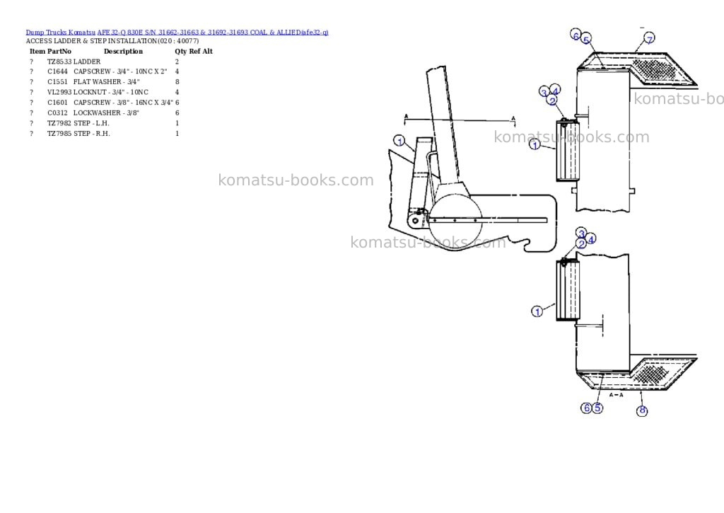Komatsu afe32-q 830e s/n 31662-31663 & 31692-31693 coal & allied Parts catalog cover Page 10