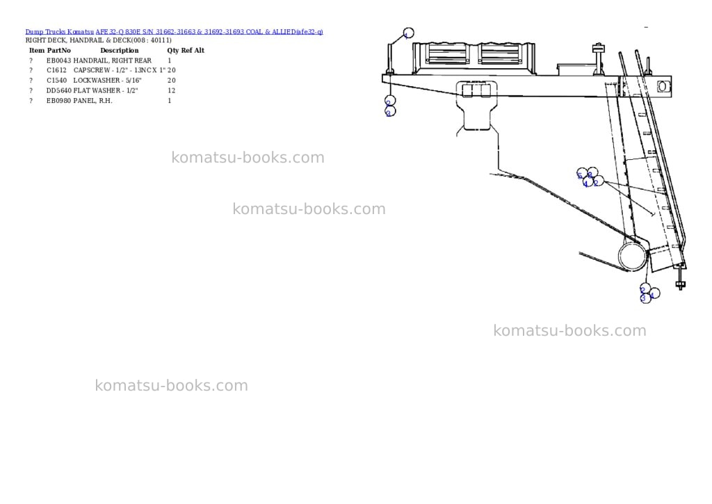 Komatsu afe32-q 830e s/n 31662-31663 & 31692-31693 coal & allied Parts catalog cover Page 4