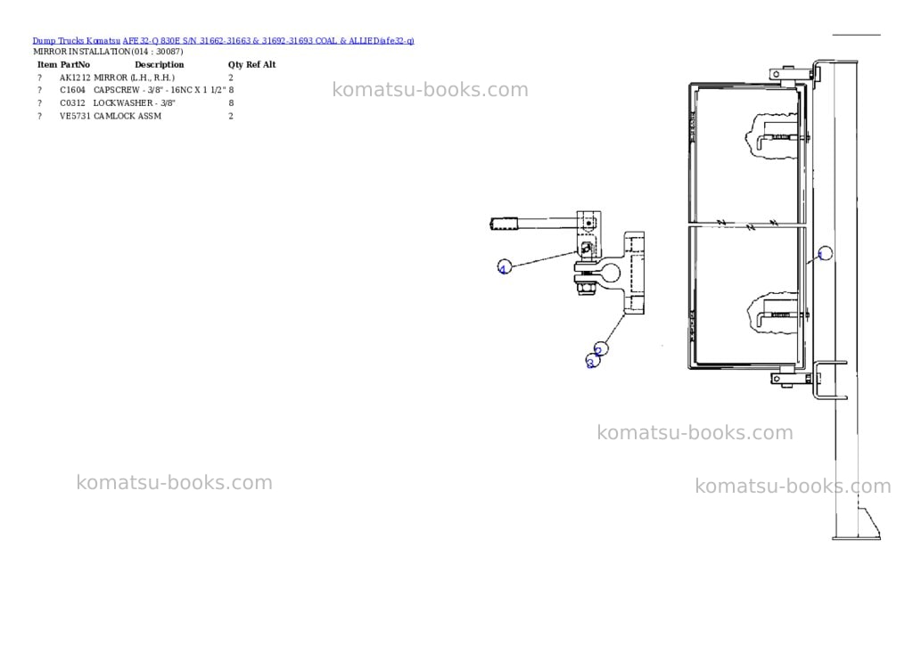 Komatsu afe32-q 830e s/n 31662-31663 & 31692-31693 coal & allied Parts catalog cover Page 7