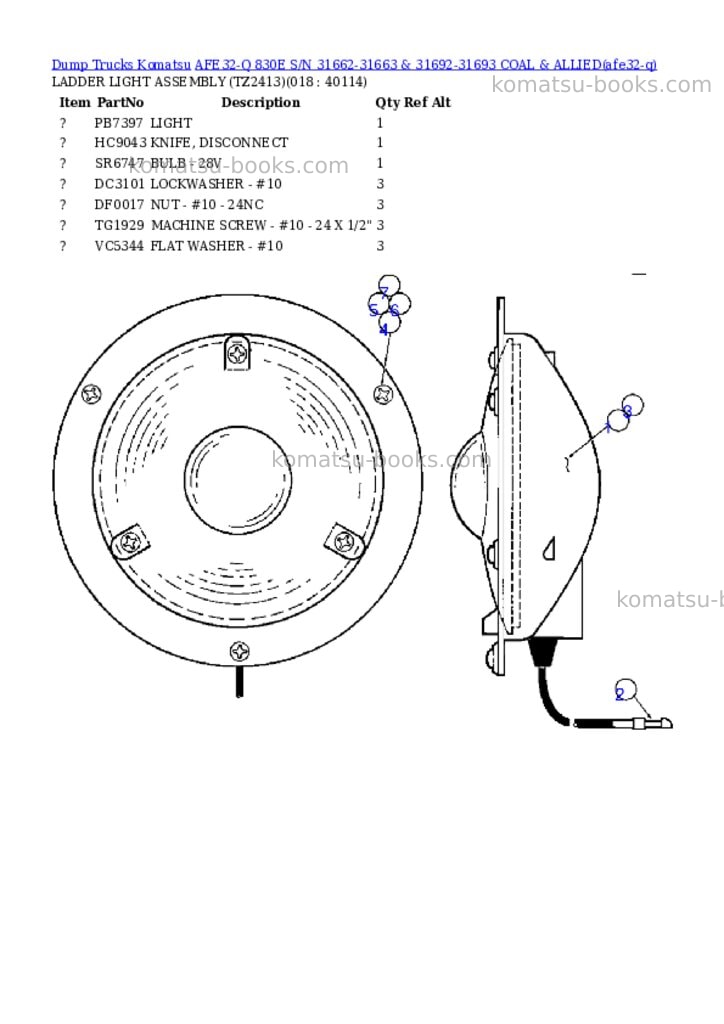 Komatsu afe32-q 830e s/n 31662-31663 & 31692-31693 coal & allied Parts catalog cover Page 9