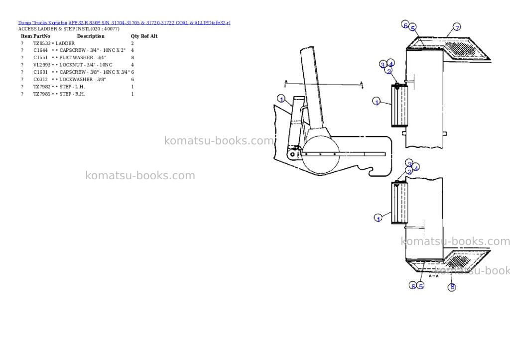 Komatsu afe32-r 830e s/n 31704-31705 & 31720-31722 coal & allied Parts catalog cover Page 10 Komatsu afe32-r 830e s/n 31704-31705 & 31720-31722 coal & allied Parts catalog cover Page 10