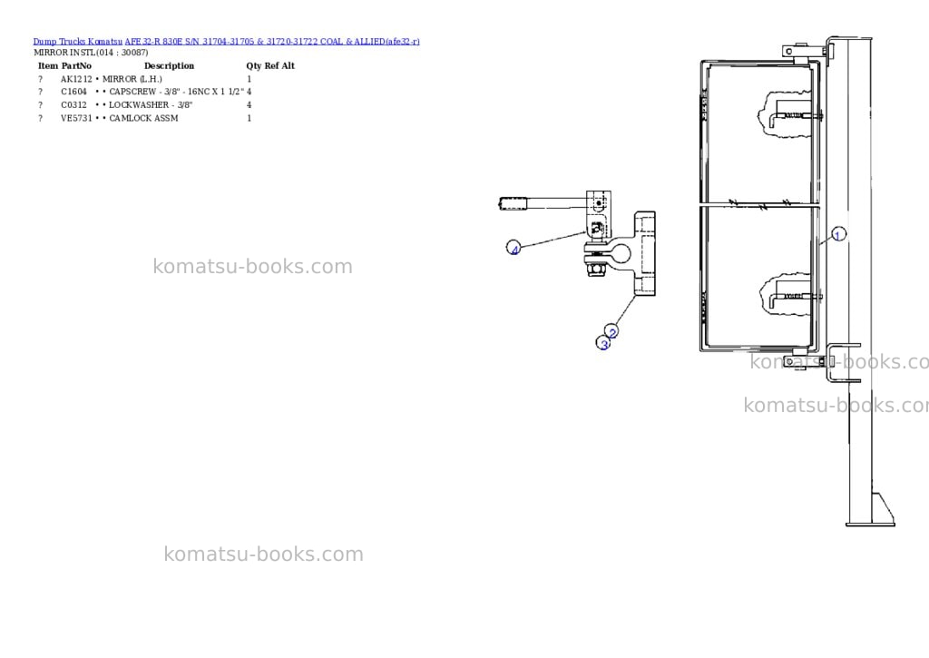 Komatsu afe32-r 830e s/n 31704-31705 & 31720-31722 coal & allied Parts catalog cover Page 7 Komatsu afe32-r 830e s/n 31704-31705 & 31720-31722 coal & allied Parts catalog cover Page 7