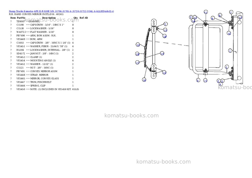 Komatsu afe32-r 830e s/n 31704-31705 & 31720-31722 coal & allied Parts catalog cover Page 8 Komatsu afe32-r 830e s/n 31704-31705 & 31720-31722 coal & allied Parts catalog cover Page 8