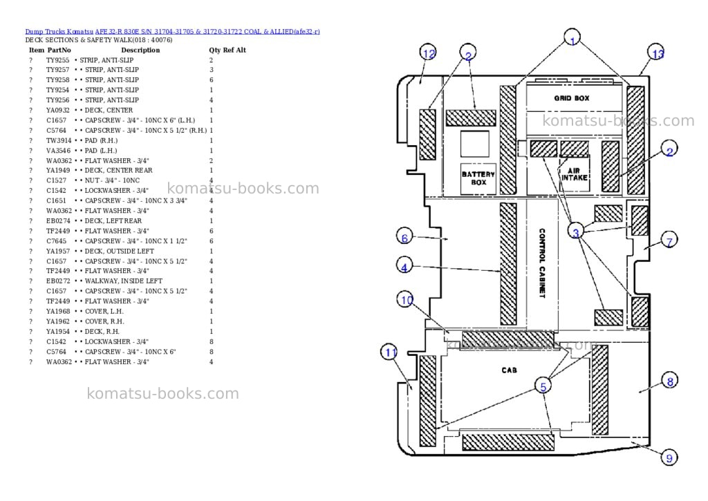 Komatsu afe32-r 830e s/n 31704-31705 & 31720-31722 coal & allied Parts catalog cover Page 9 Komatsu afe32-r 830e s/n 31704-31705 & 31720-31722 coal & allied Parts catalog cover Page 9