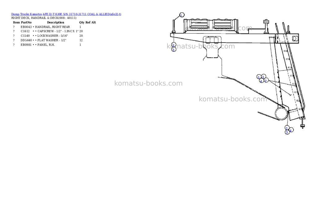 Komatsu afe32-t 830e s/n 31710-31711 coal & allied Parts catalog cover Page 4