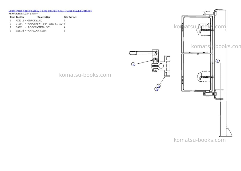 Komatsu afe32-t 830e s/n 31710-31711 coal & allied Parts catalog cover Page 7