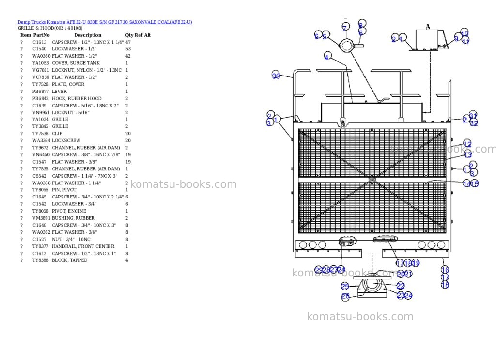 Komatsu afe32-u 830e s/n gf31730 saxonvale coal Parts catalog cover Komatsu afe32-u 830e s/n gf31730 saxonvale coal Parts catalog cover