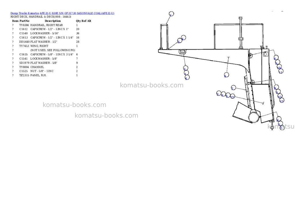 Komatsu afe32-u 830e s/n gf31730 saxonvale coal Parts catalog cover Page 4 Komatsu afe32-u 830e s/n gf31730 saxonvale coal Parts catalog cover Page 4